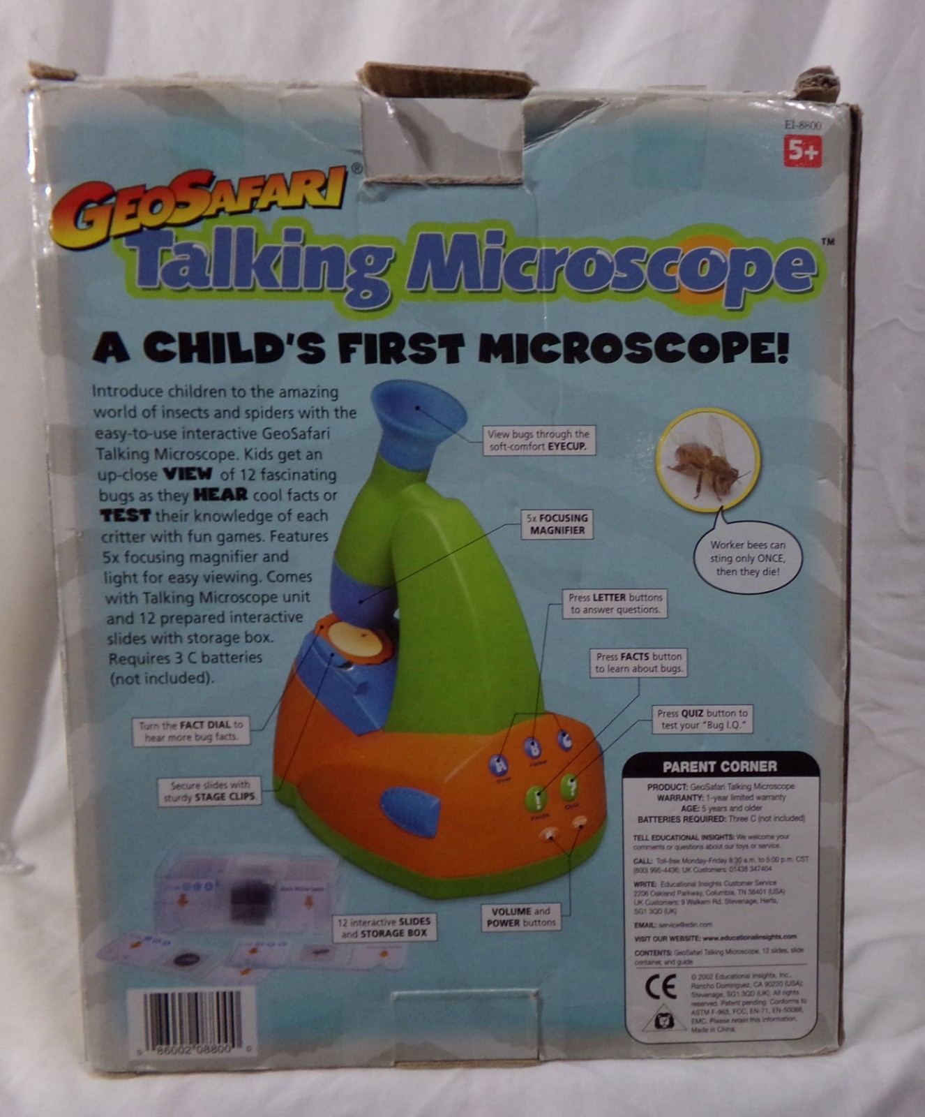 2002 GEOSAFARI TALKING MICROSCOPE W/ SLIDES/MICRO DATA BANK EDUCATIONAL INSIGHTS