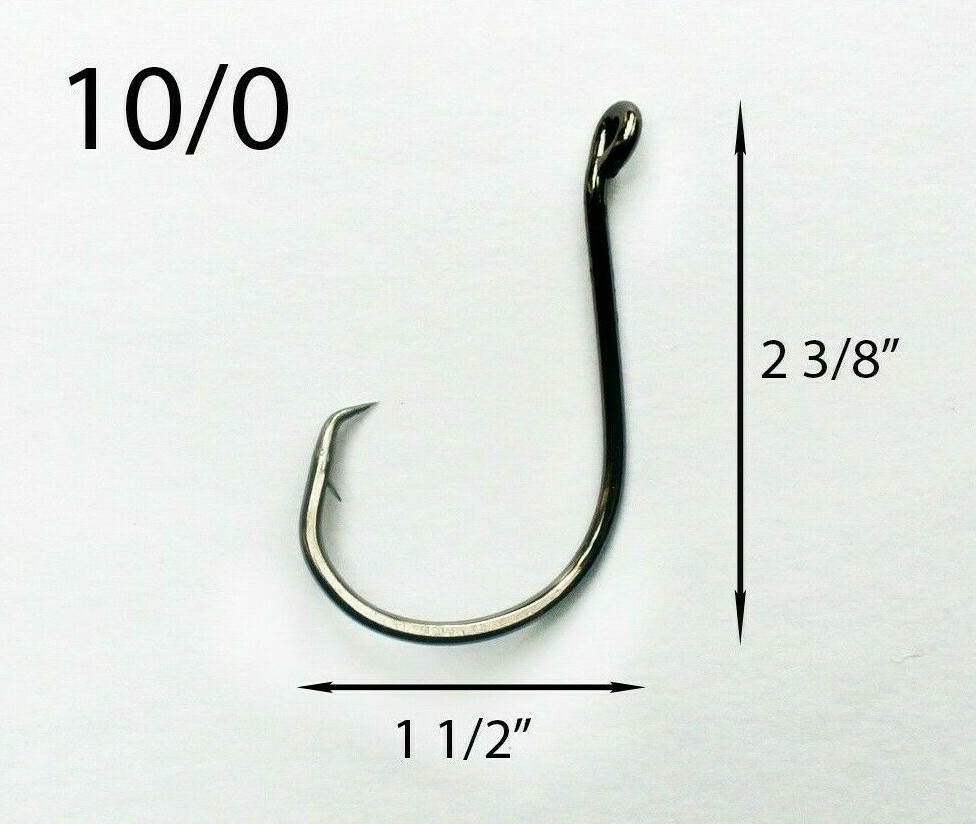 PACK OF 10 Size 10/0 TACKLEWORKS Offset Circle Fishing Hooks 7384