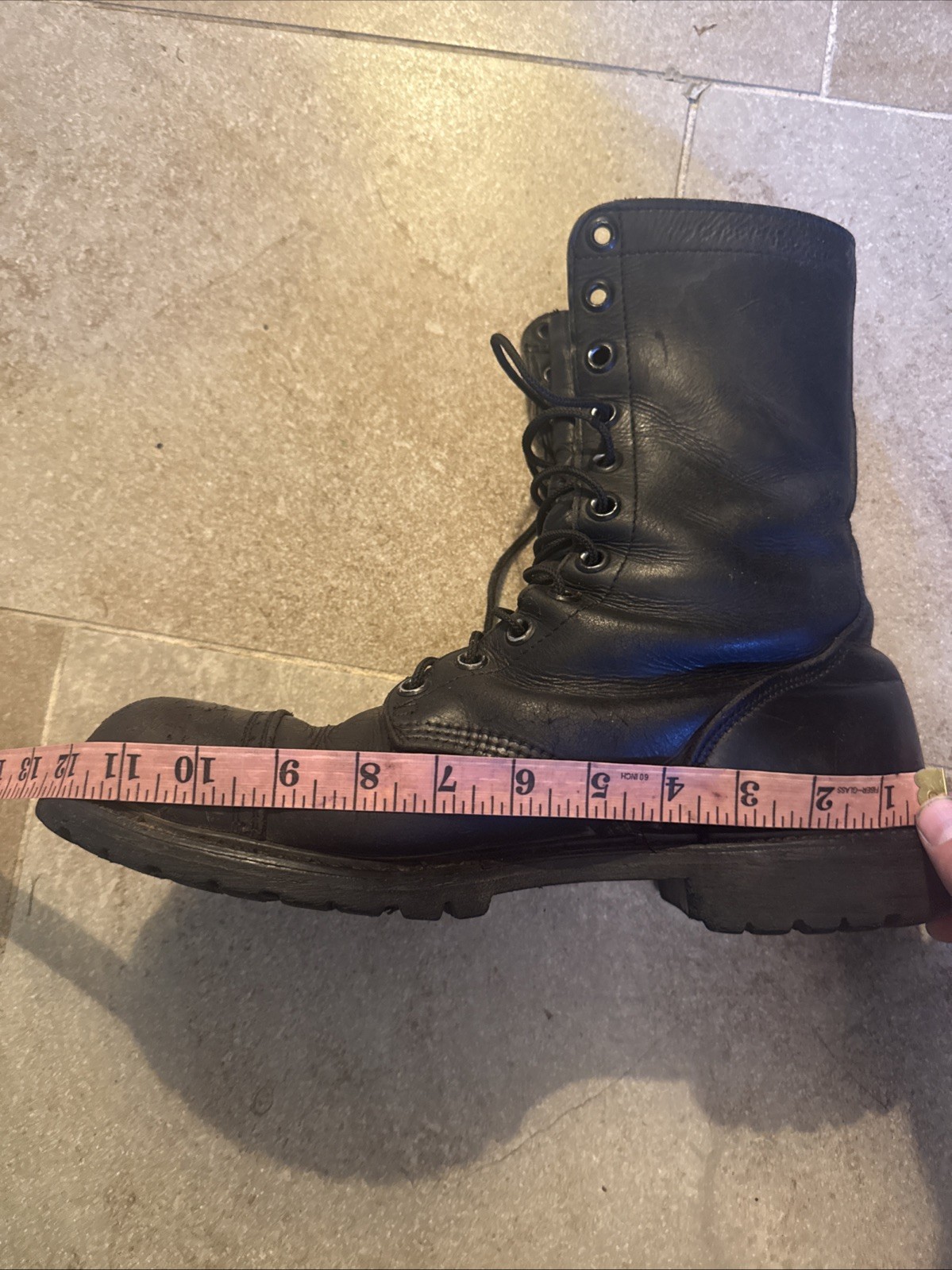 HH Brand Military Combat Black Leather Jump Boots Made in USA Size 11 1/2 Mens