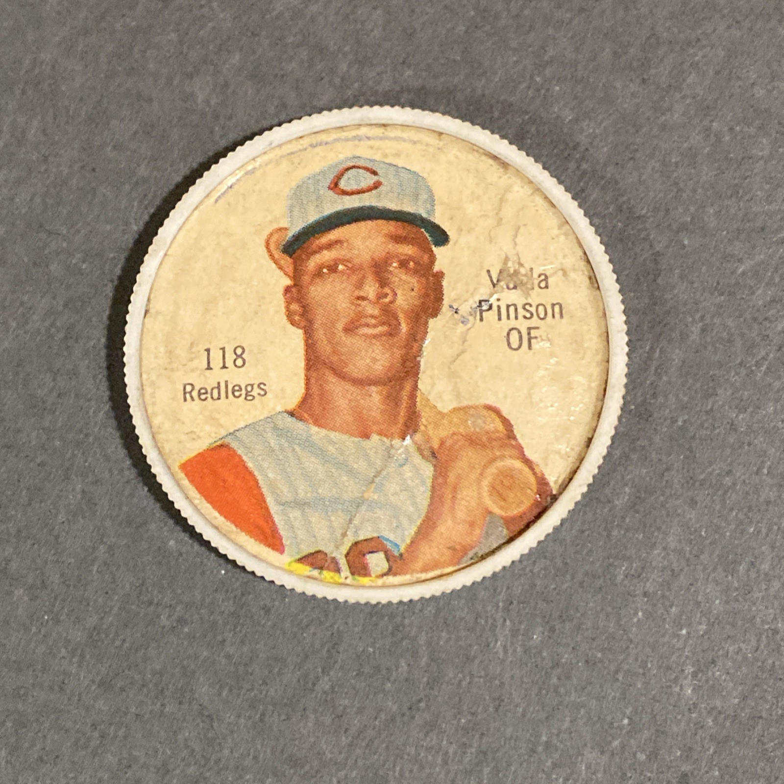 1962 Salada Vintage Plastic Baseball Coin Vada Pinson Cincinnati Reds #118