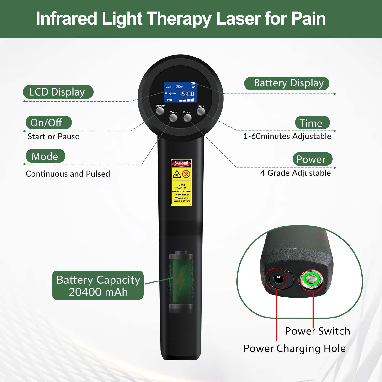 3000mW Multi Species Cold Laser Therapy Device Machine for Home Use Pain Support