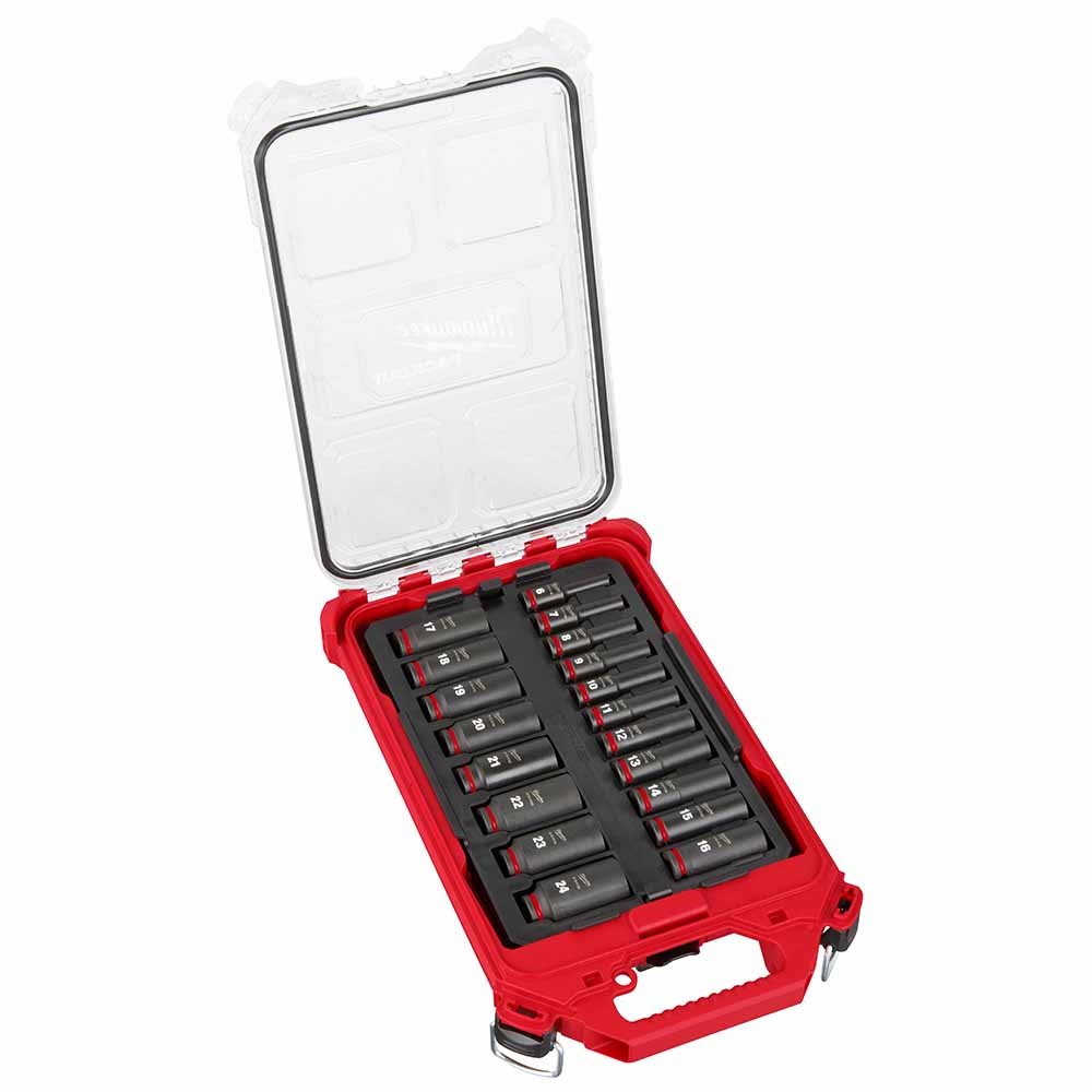 Milwaukee 49-66-6801 Shockwave Impact Duty Socket 3/8” Drive 19-Pc Packout Set