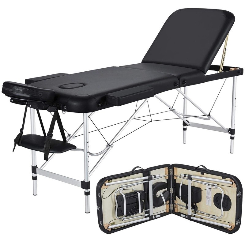 Portable Foldable Spa Bed Adjustable Massage Table Easy Setup W/ Headrest New