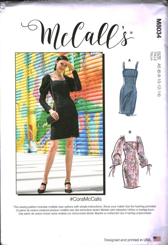 8034 UNCUT McCalls SEWING Pattern Misses Fitted Dress Summer Fall Cocktail OOP