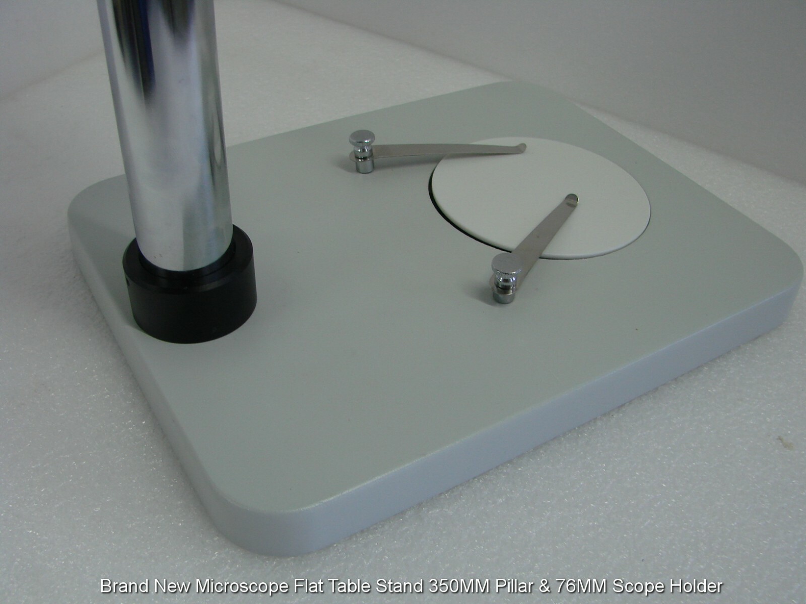 Brand New Microscope Flat Table Stand 350MM Pillar & 76MM Scope Holder