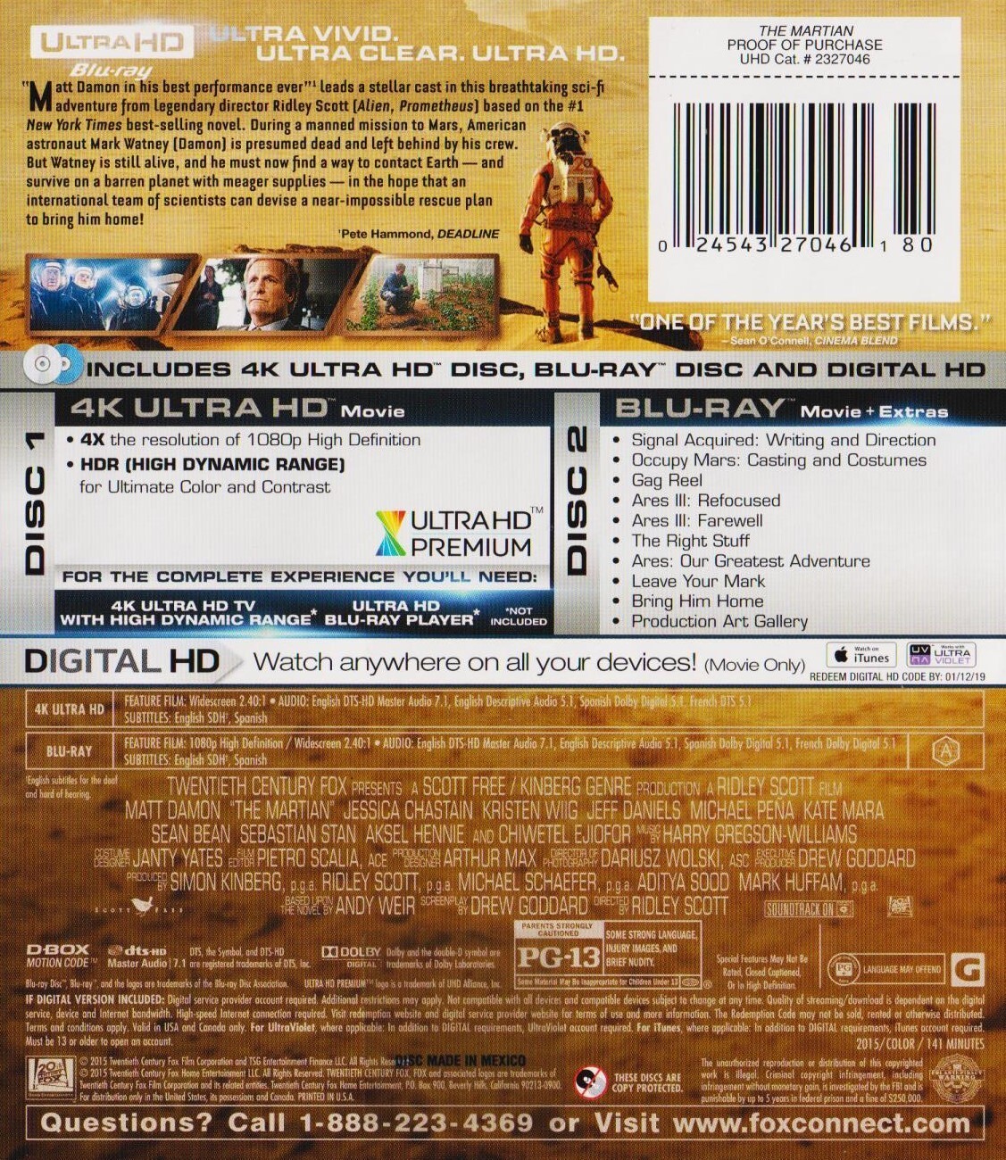 The Martian (4K / Blu-ray + Digital) New
