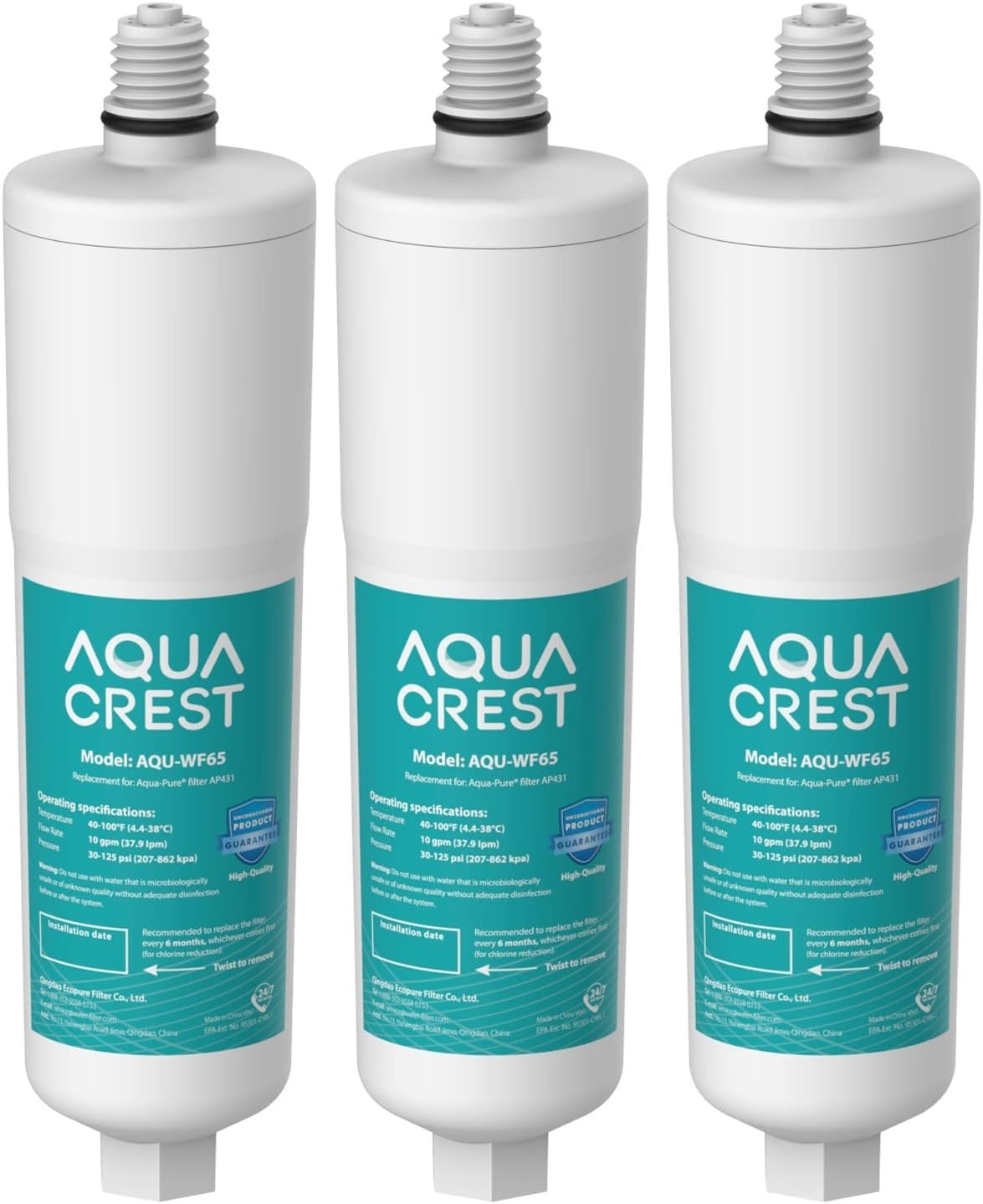 AQUA CREST AP431 Water Filters Replacement for Aqua-Pure AP430SS, 3 Packs
