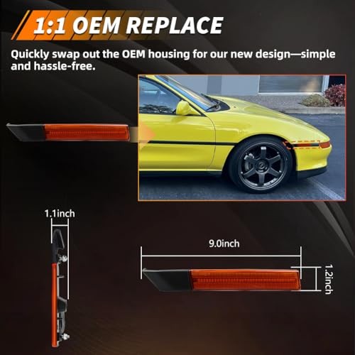Front Side Marker Light Compatible with Toyo-ta MR-2 Amber Lens + Amber Light