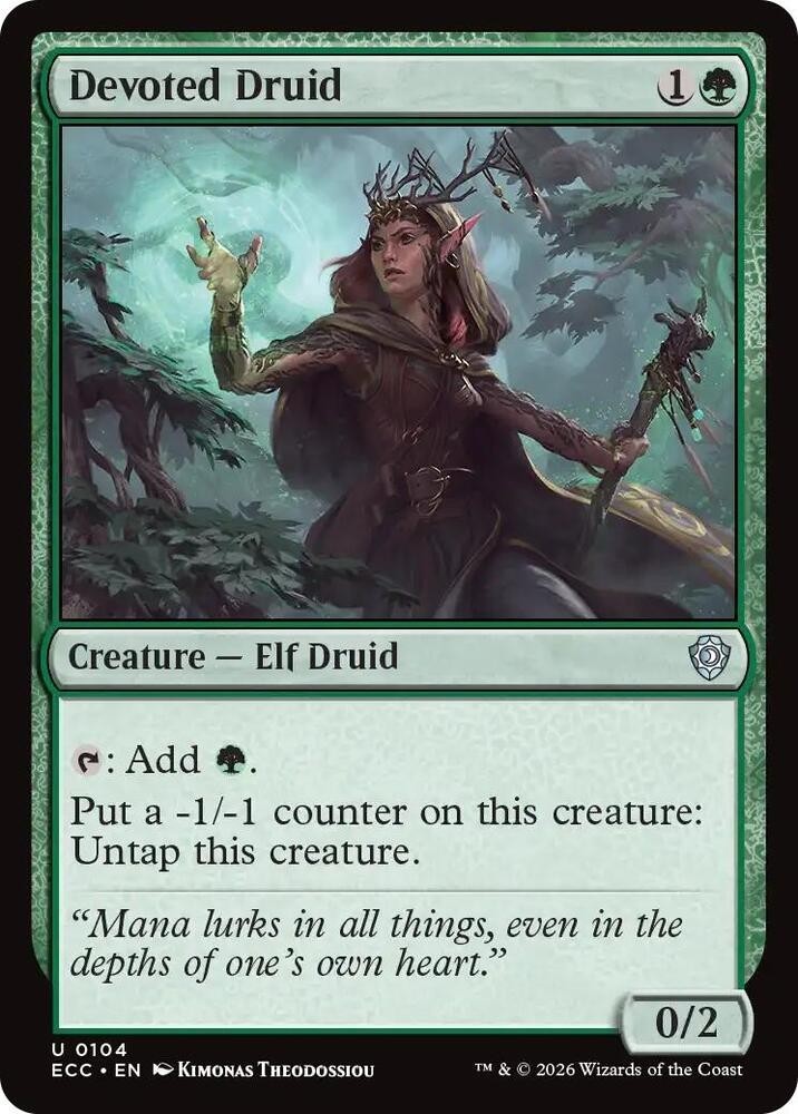 NM Devoted Druid, MTG, Lorwyn Eclipsed, Magic the Gathering, 104
