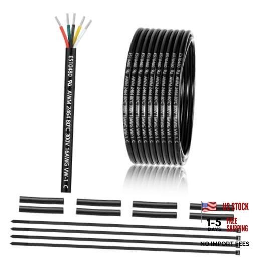 16 Gauge 5 Conductor Electrical Wire UL 2464 16 AWG 5 Wire Cable 25FT 16AWG-5C