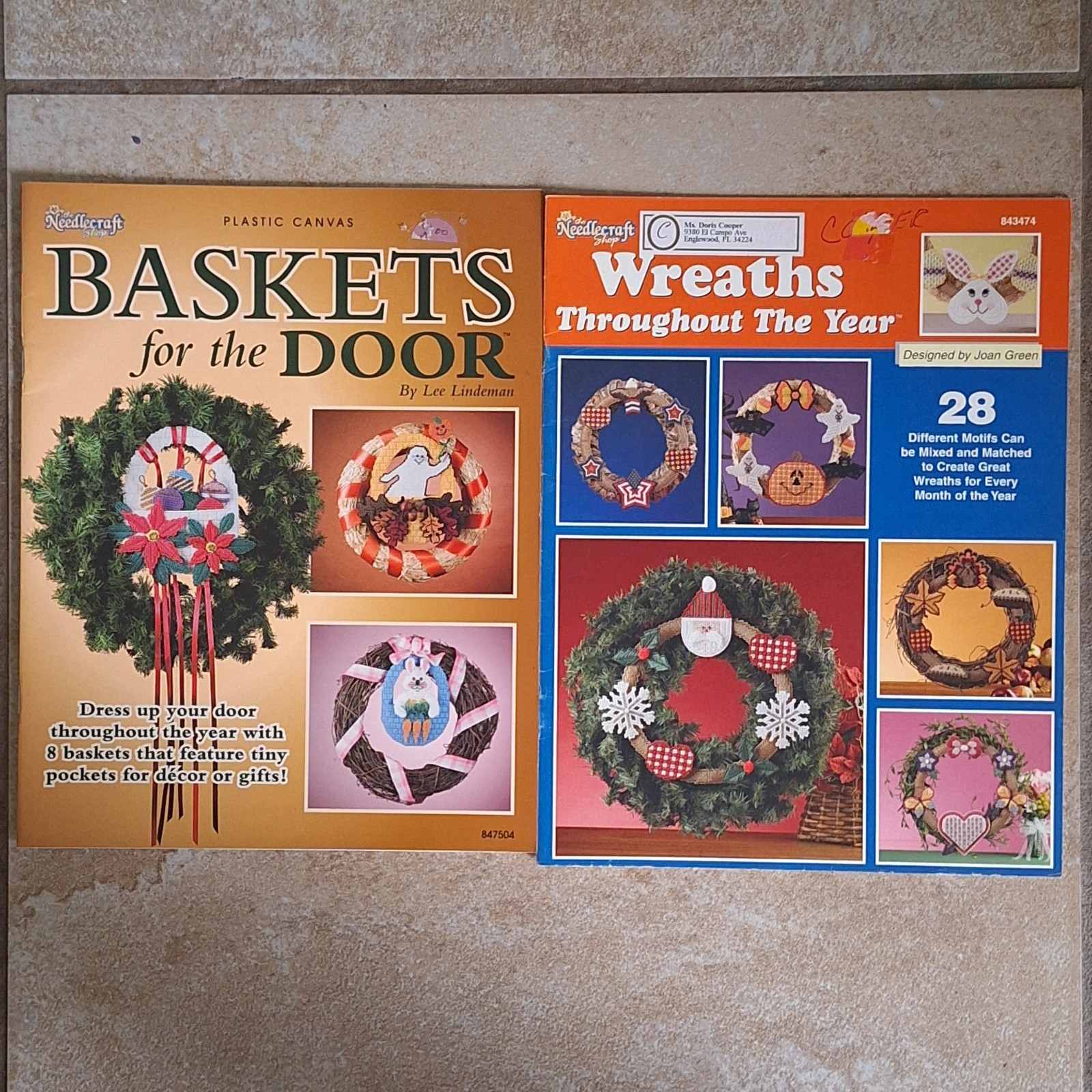 Lot of 2 Vintage Plastic Canvas Craft Pattern Books – Wreaths Throughout The...
