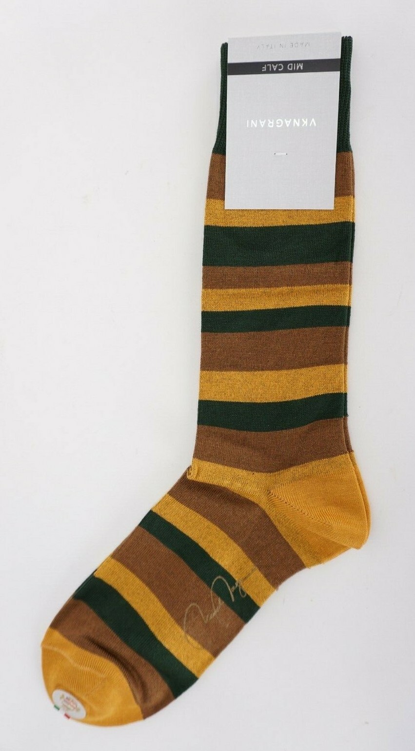 VK Nagrani Men's Dress Socks Mid Calf STRIPES M373 GREEN