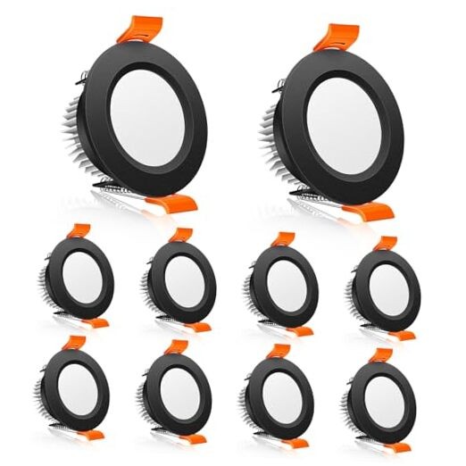 2 Inch LED Downlight, 3W Recessed Lighting Dimmable Black 10P Warm White 3000K