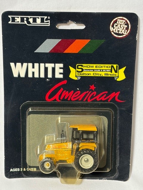 ERTL White American 60 Yellow Farm Tractor, 1991 Dalton City Toy Show, 1/64, NIB