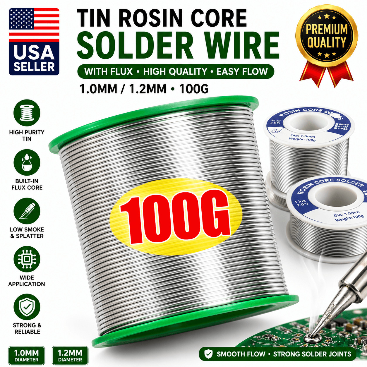 Tin Rosin Core Solder Wire 1.0mm 1.2mm Electrical Soldering Flux Wire