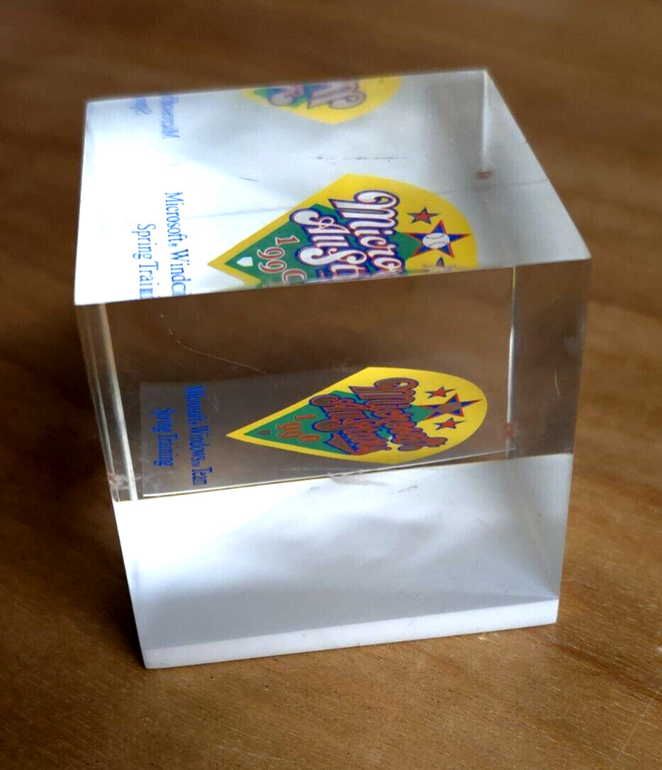 Super Rare Microsoft Vintage Sales Team Promo Paperweight Summer Baseball 1990
