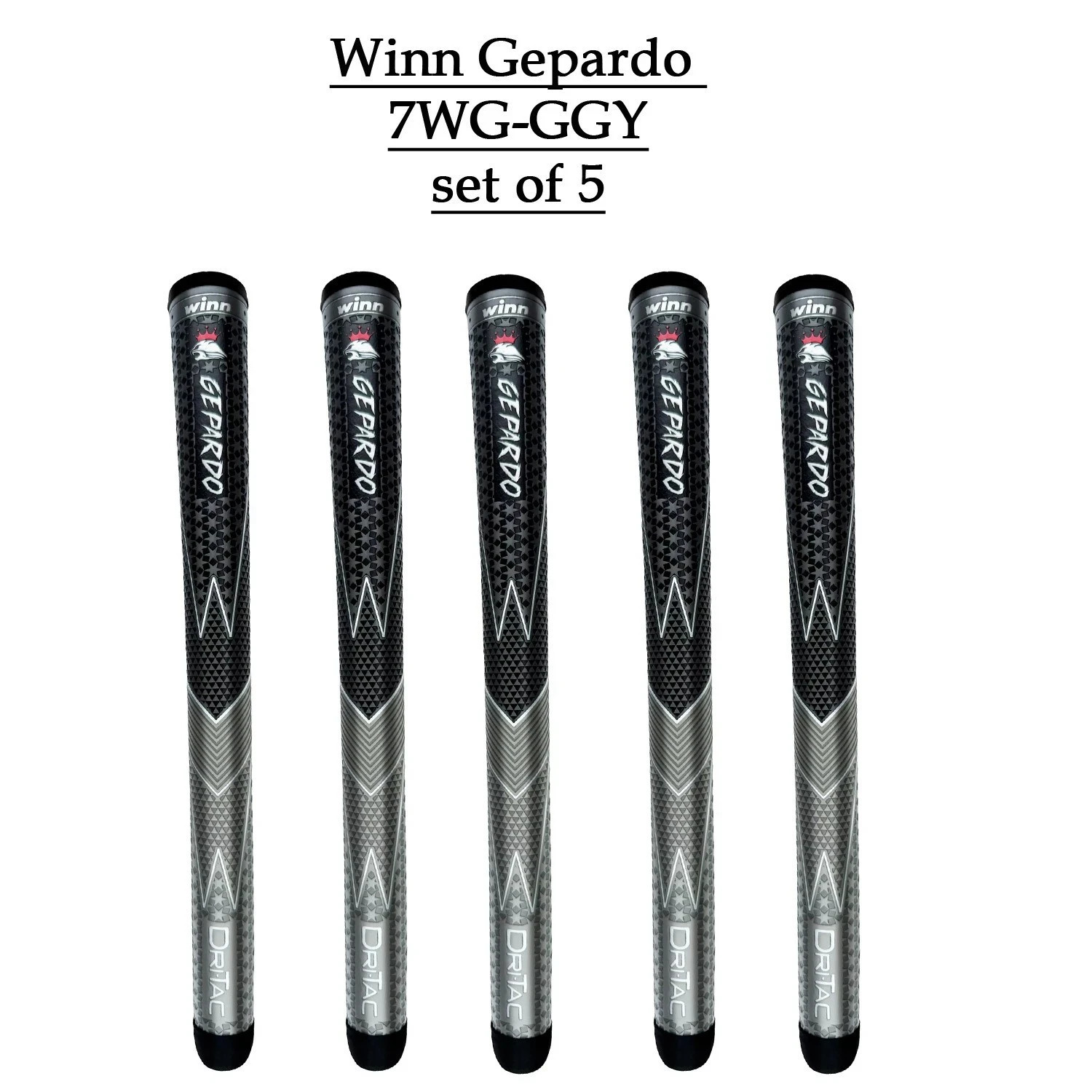 GEPARDO golf grips by WINN Oversize DriTac GD-7WG-GGY Grey/SilverGrey (set of 5)