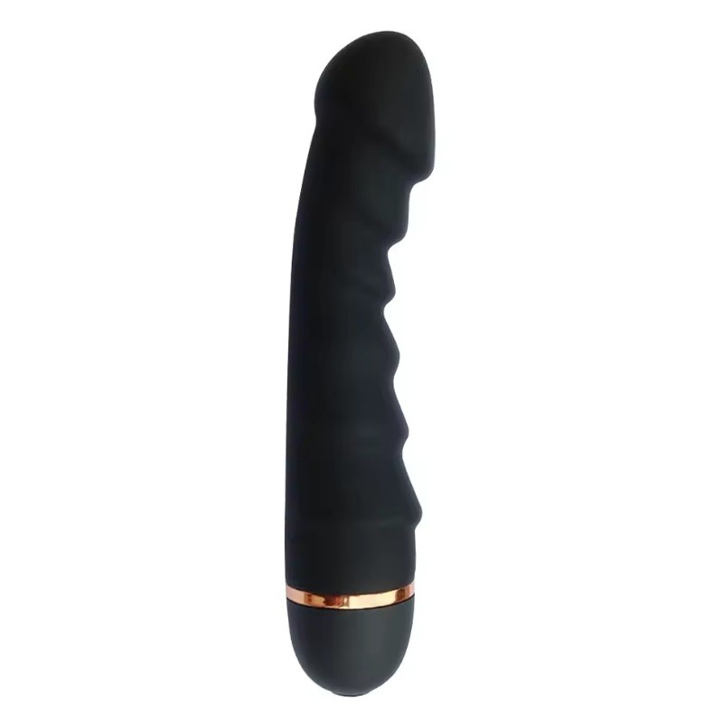 Female Vibrator G-spot Clitoral Stimulator Masturbator Ribbed Black Silicone