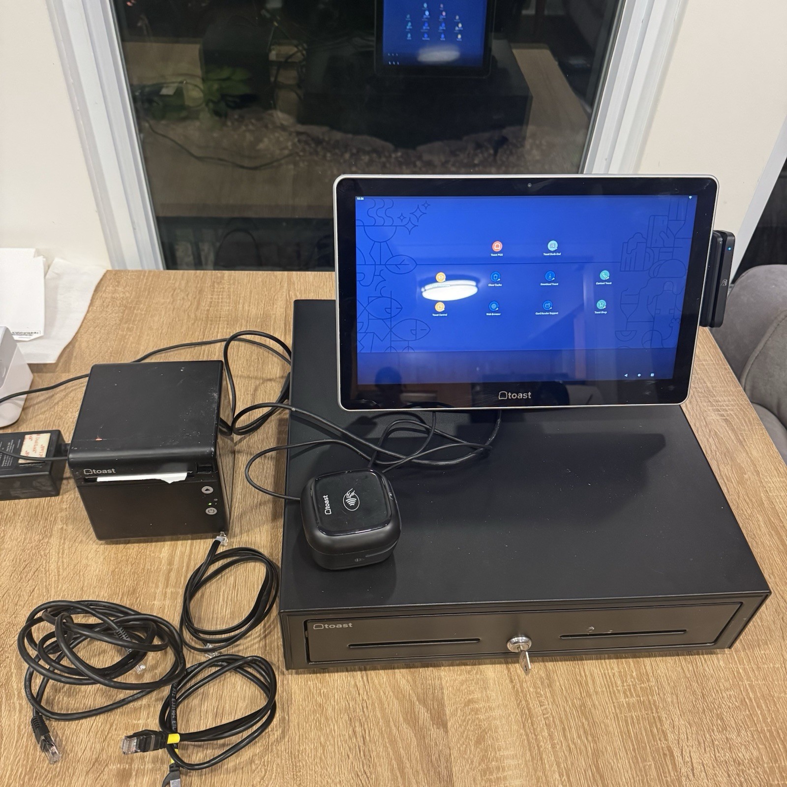 Toast Flex POS TT200 Dual Screen System, Card Reader, Printer, Cash Drawer RESET