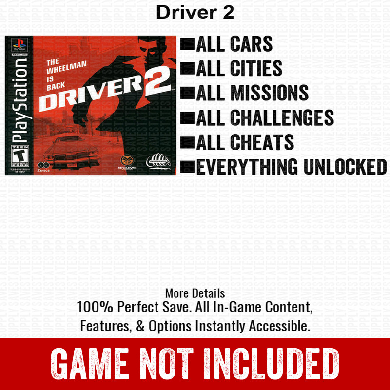 Driver 2 100% All Items PS2 Memory Card PlayStation