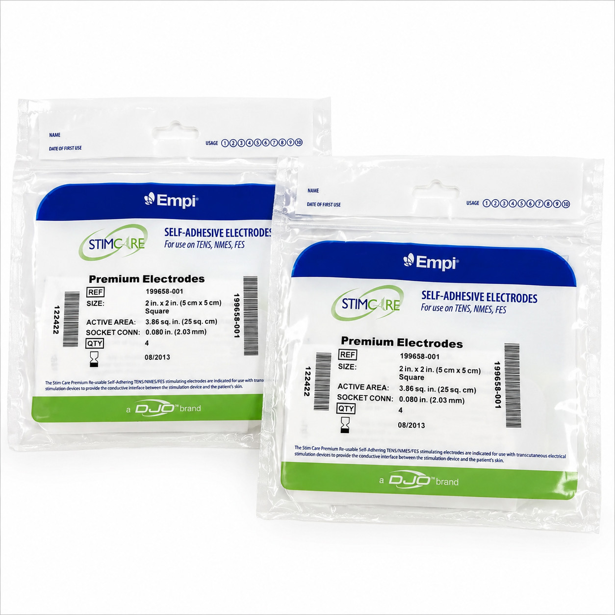Empi StimCare Premium Electrodes 2x2 Inch TENS NMES FES Pads 8 Count Sealed EXP