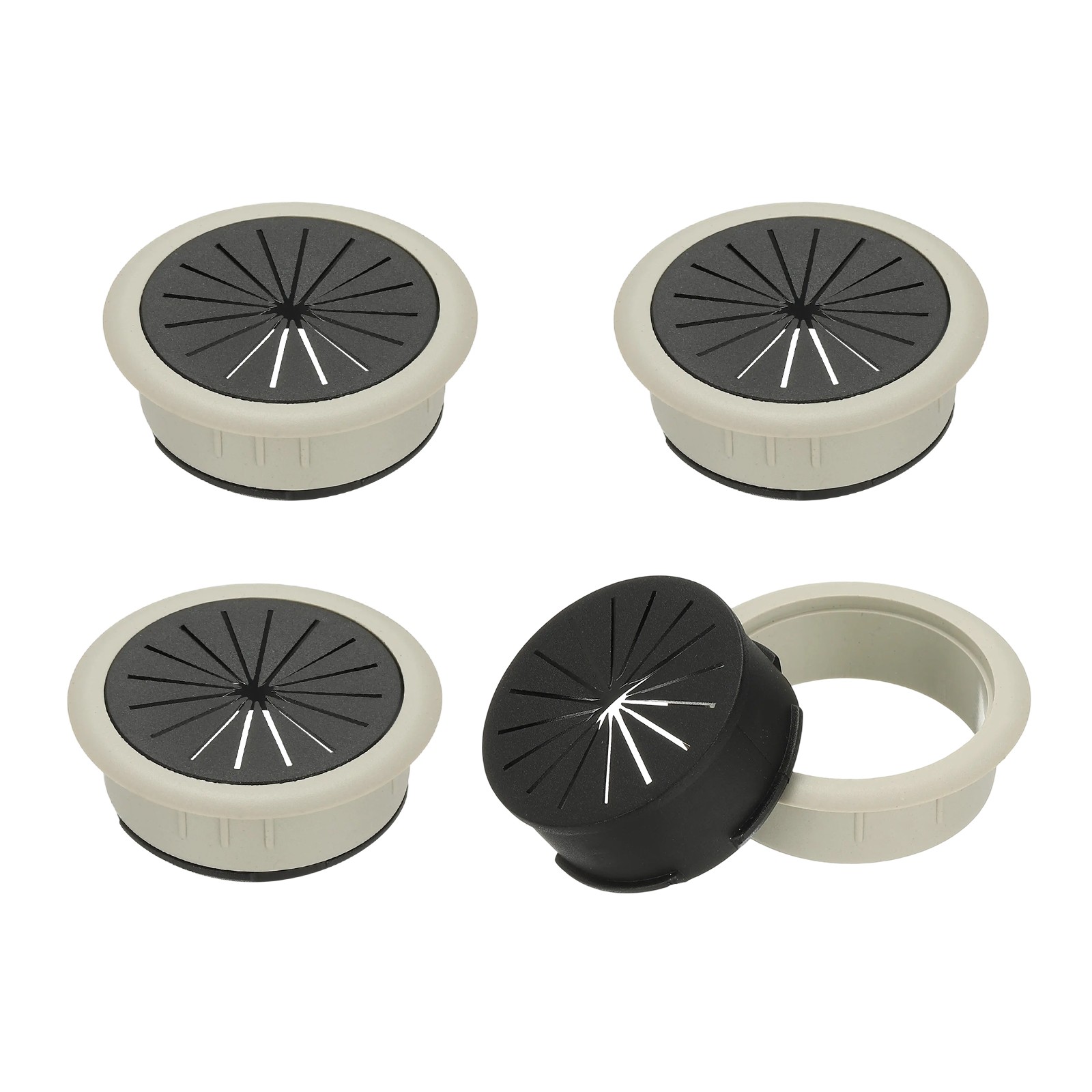 4 Pcs 2" Desk Grommet Plastic Flexible Desk Hole Cover Cable Grommet Gray