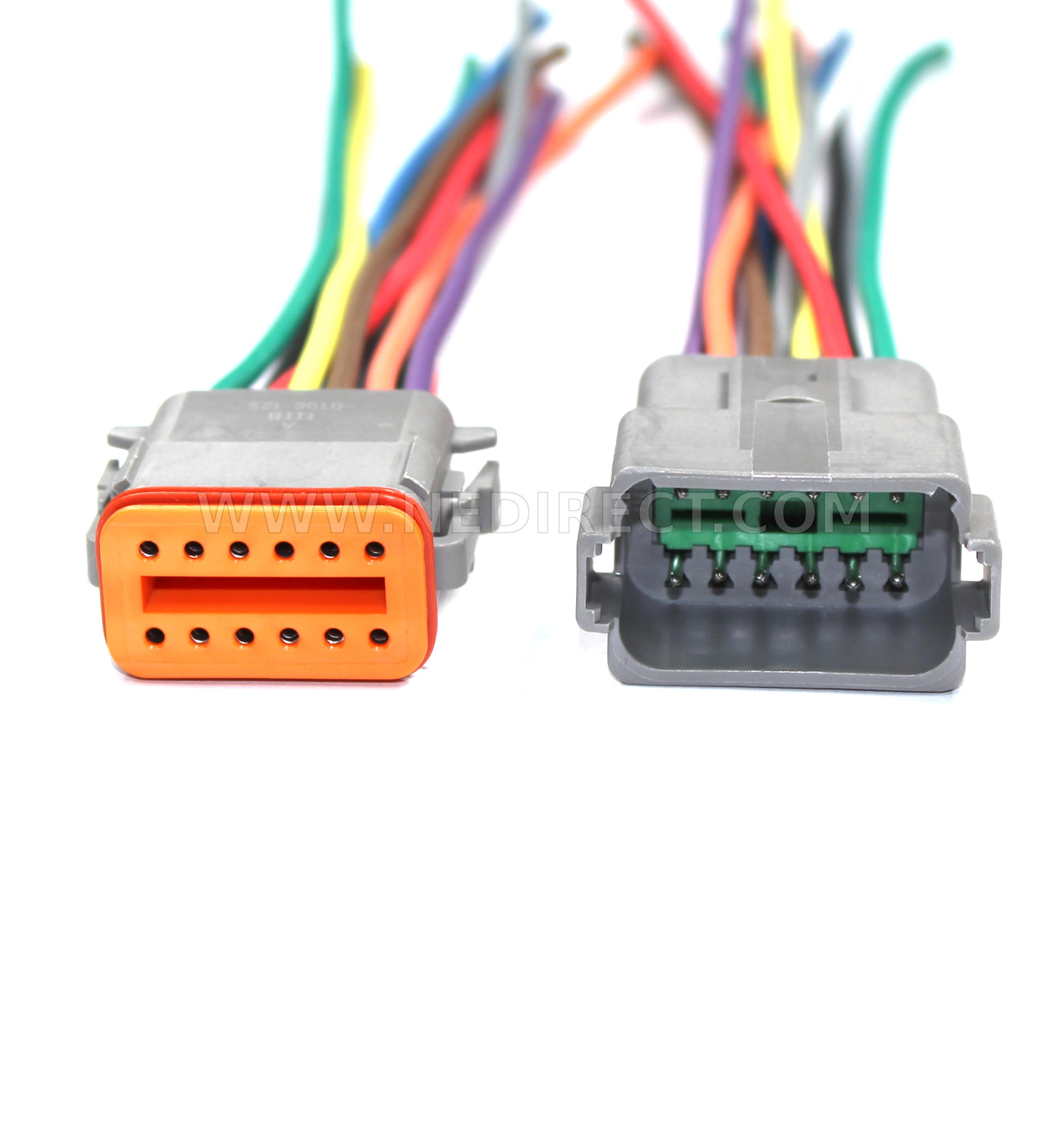 12 AWG Assembled Deutsch 12 Pin waterproof connector 6" wire