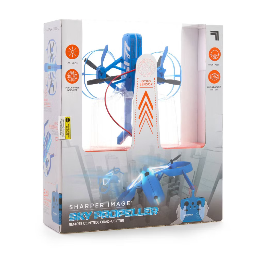 Sharper Image Sky Propeller Remote Control Blue Quadcopter Drone