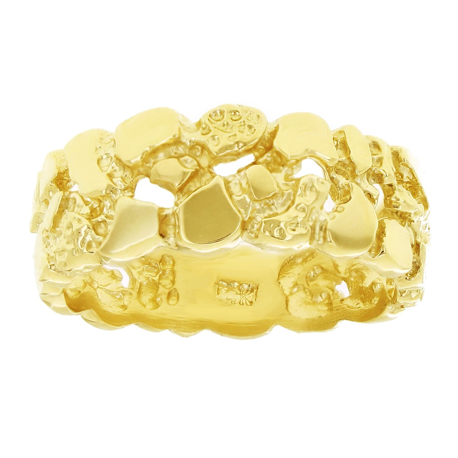 14k Yellow Gold Solid Nugget Ring Band Size 12 - 9mm 8.5 grams