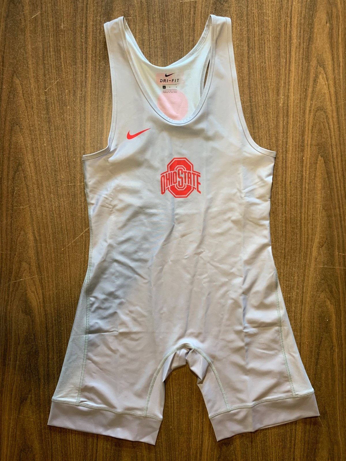 Ohio State Buckeyes NIKE DRI-FIT Wrestling Singlet NCAA. Grey. S, M, L, XL, 2XL.