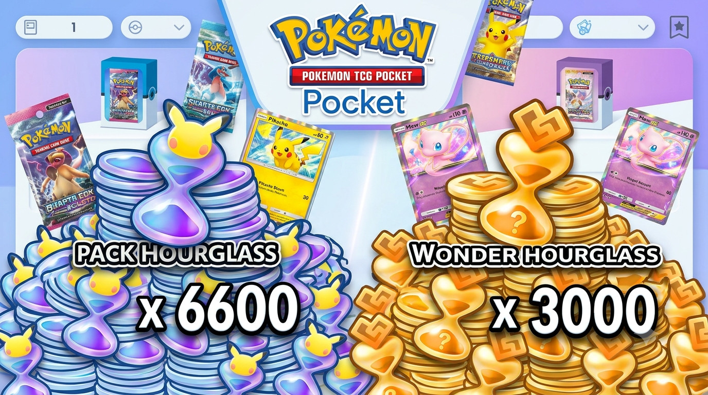 Pokemon TCG (Trading Card Game) Pocket -  Acc 6900+ Pack Hourglass