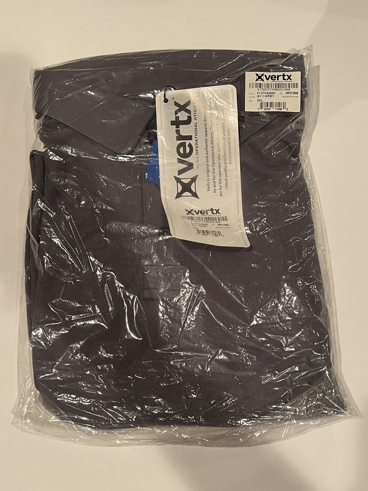 Vertx 3XL Men’s Coldblack Long Sleeve Polo Grey VTX4000P