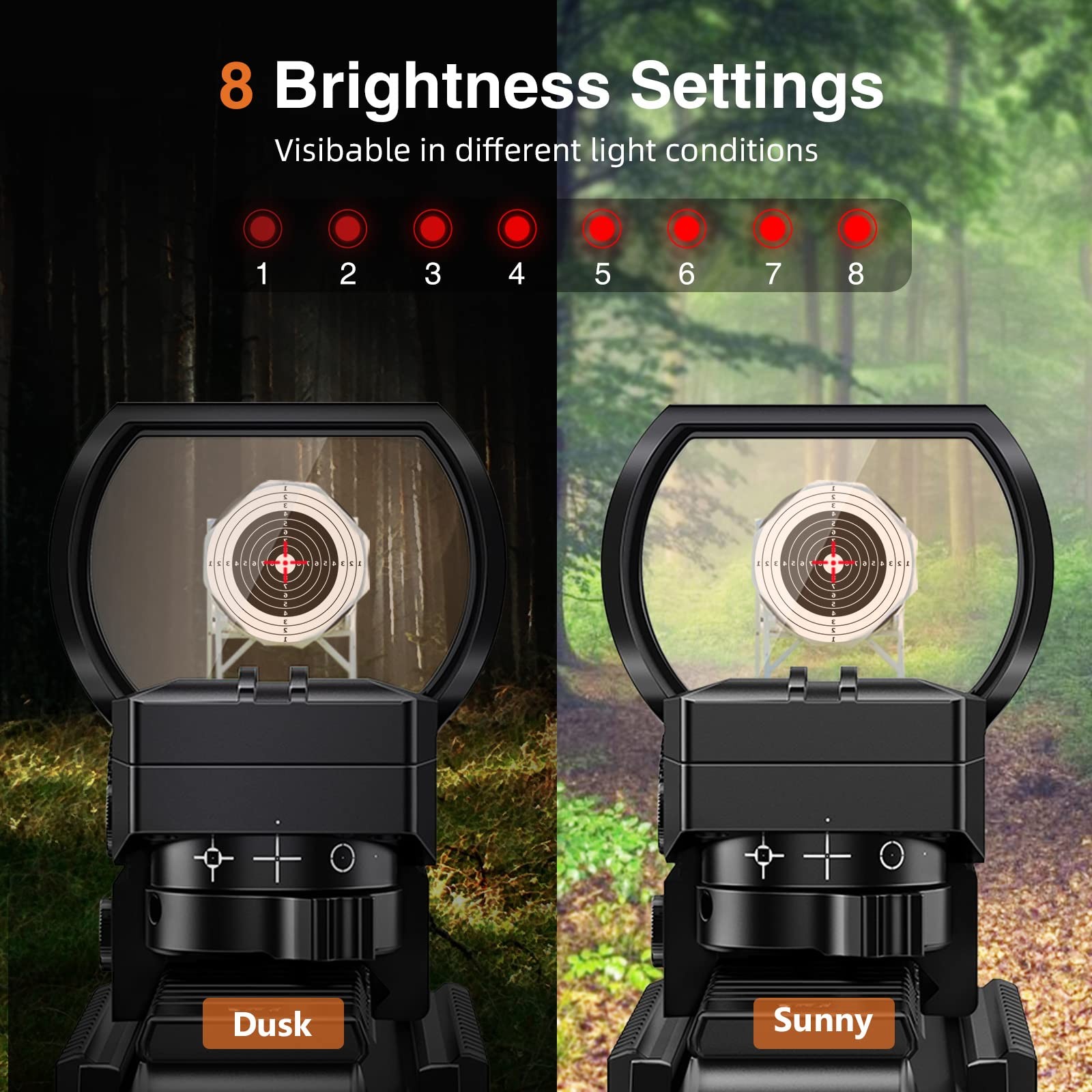 CVLIFE Reflex Sight, 1x28x40mm Red Dot 4 Adjustable Reticles Black