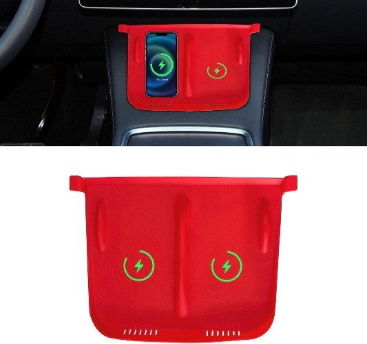 Anti-Slip Silicone Center Console Wireless Charger Mat, Waterproof Phone Pad for