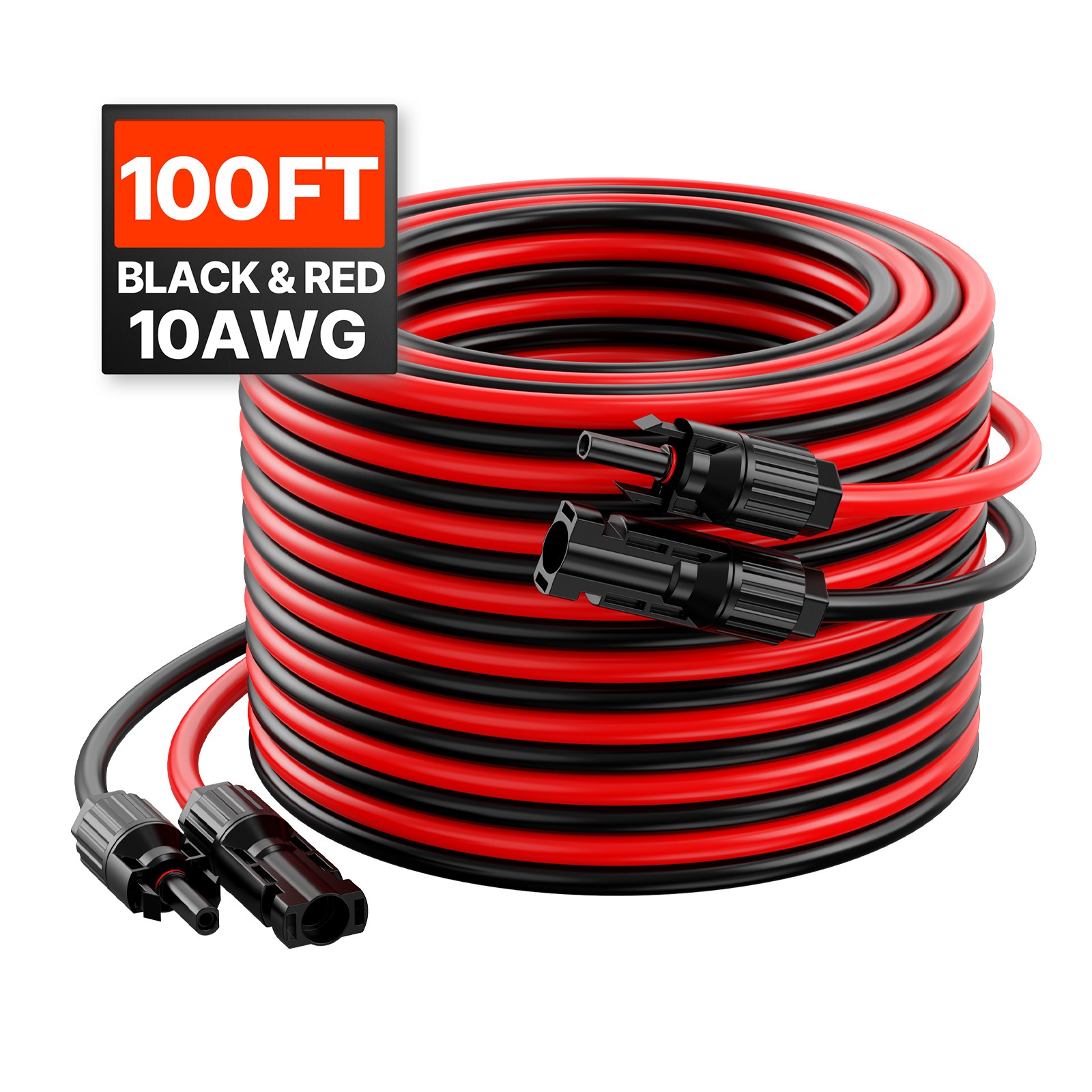 Uimoso 100FT Solar Panel Extension Wire Female & Male Connectors 10AWG Set of 2