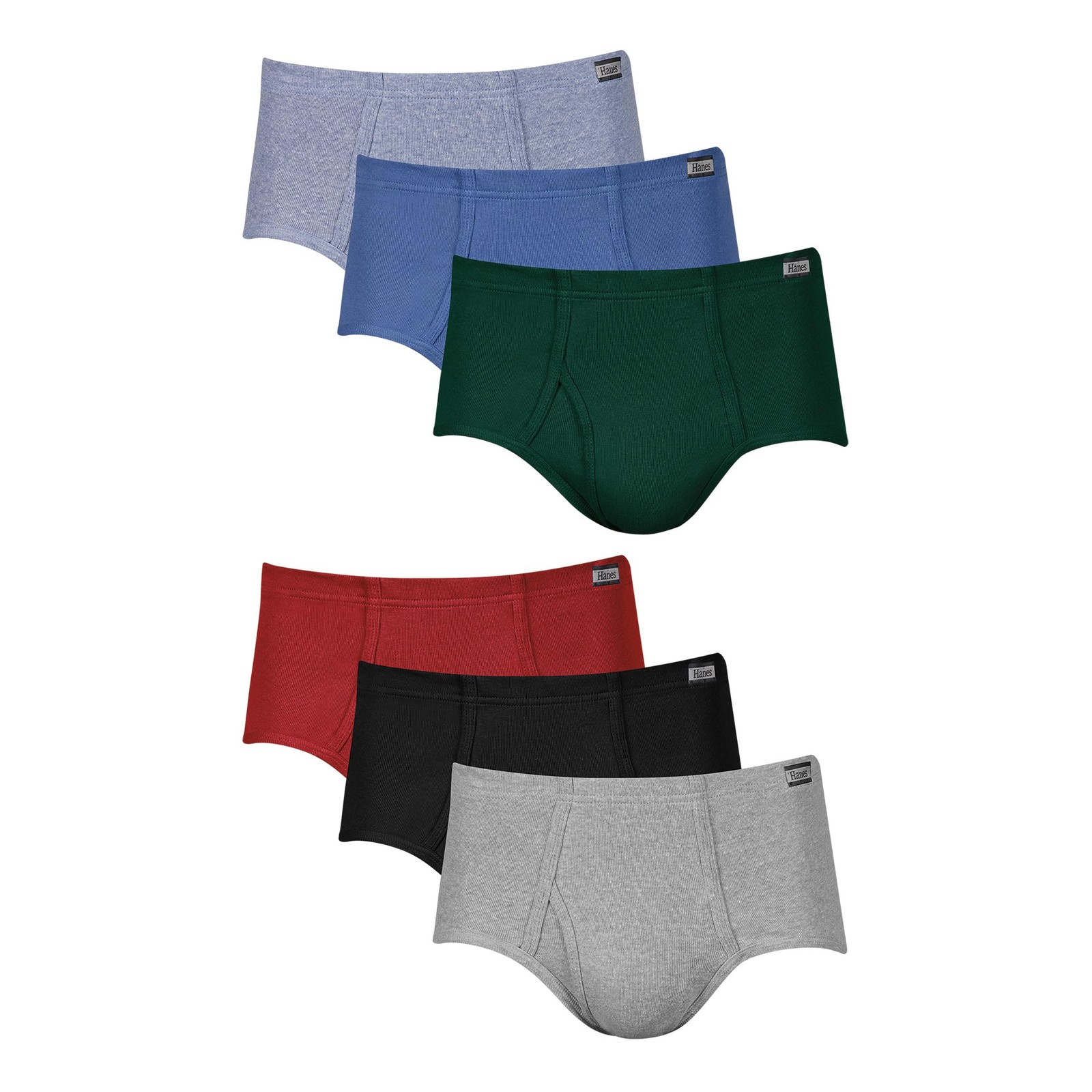 Hanes Men's 6-Pack, Mid-Rise Briefs, Stretch Cotton Multi-Color, Large