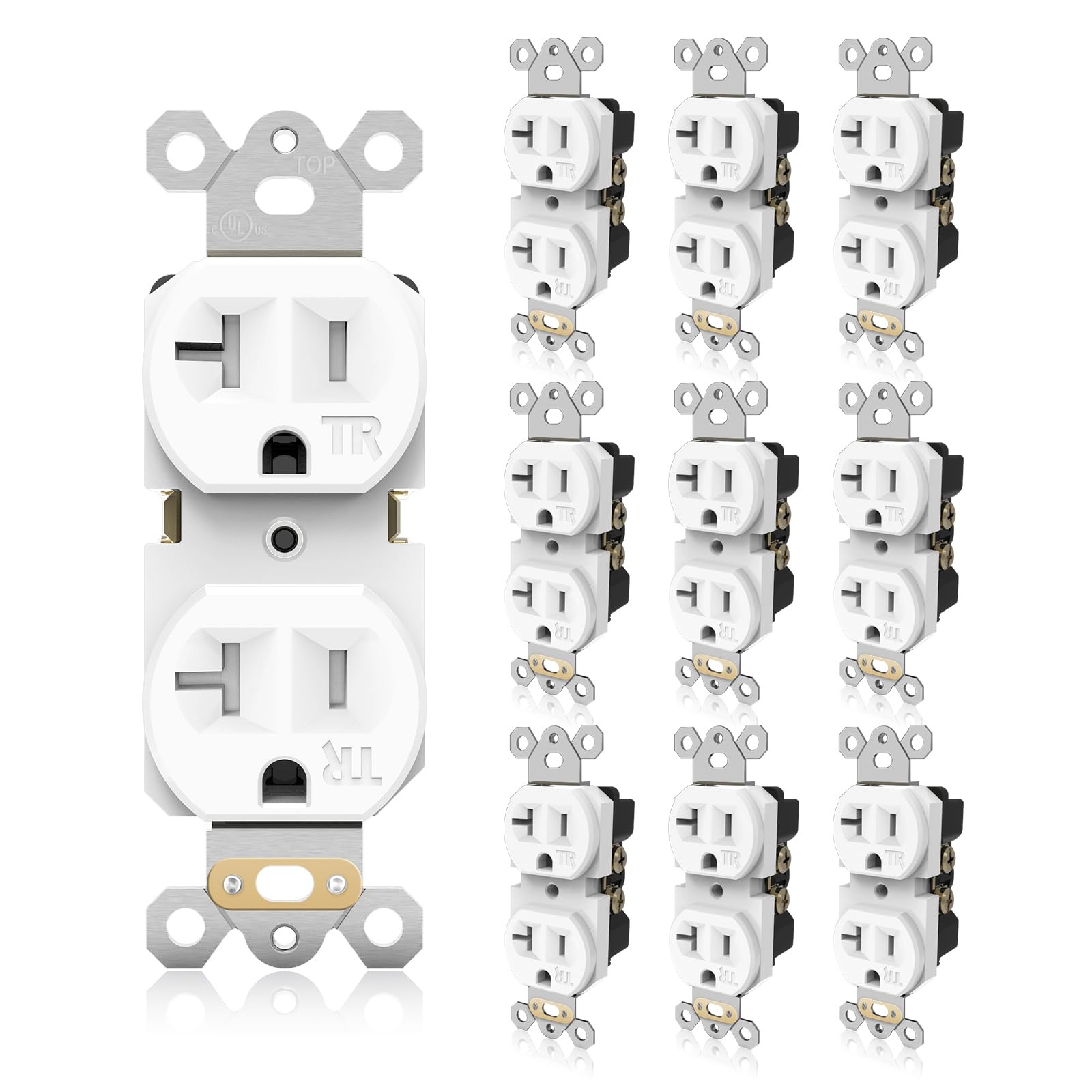 TOPELER 10Pack Duplex Wall Receptacle, 20A Tamper-Resistant Outlets, Standard...