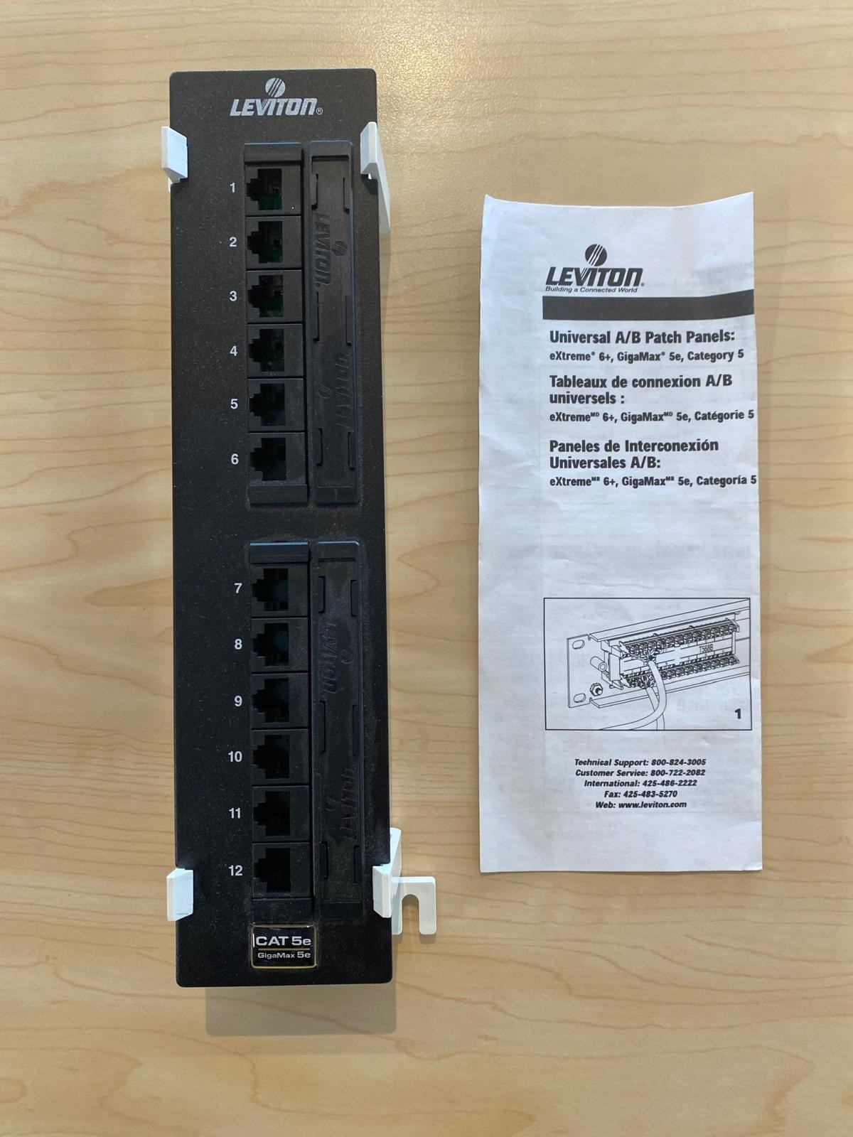 Leviton 5G596-U89 GigaMax 5E Universal 12-Port Patch Block, Cat 5E