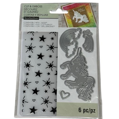 NEW Recollections Cut & Emboss UNICORN STARS Dies & Embossing Folder Set 542846