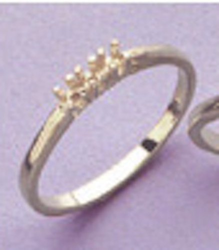 Three Stone Sterling Silver Wedding Band For (3) 2mm Accents; Size 5-8