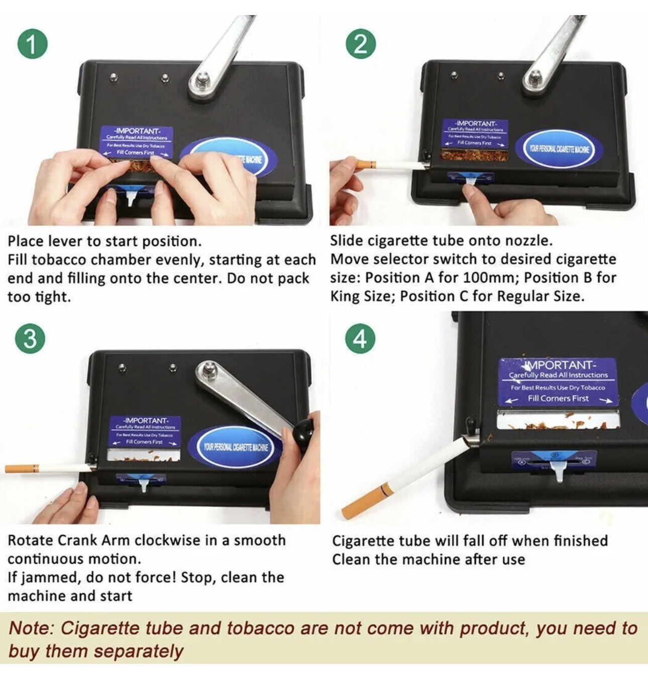 Cigarette injector machine makes 100MM , King And Regular Size Cigarettes. #1