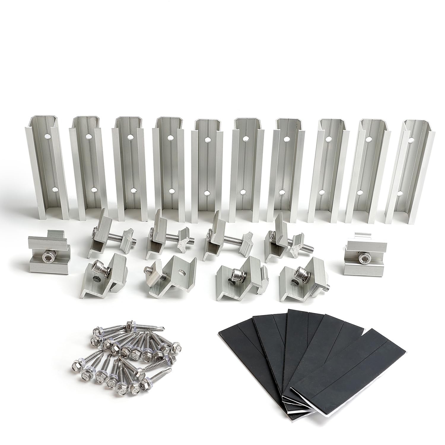 Solar Panel Mounting Brackets Mid and End Clamps and Rails Kit for Roofing So...