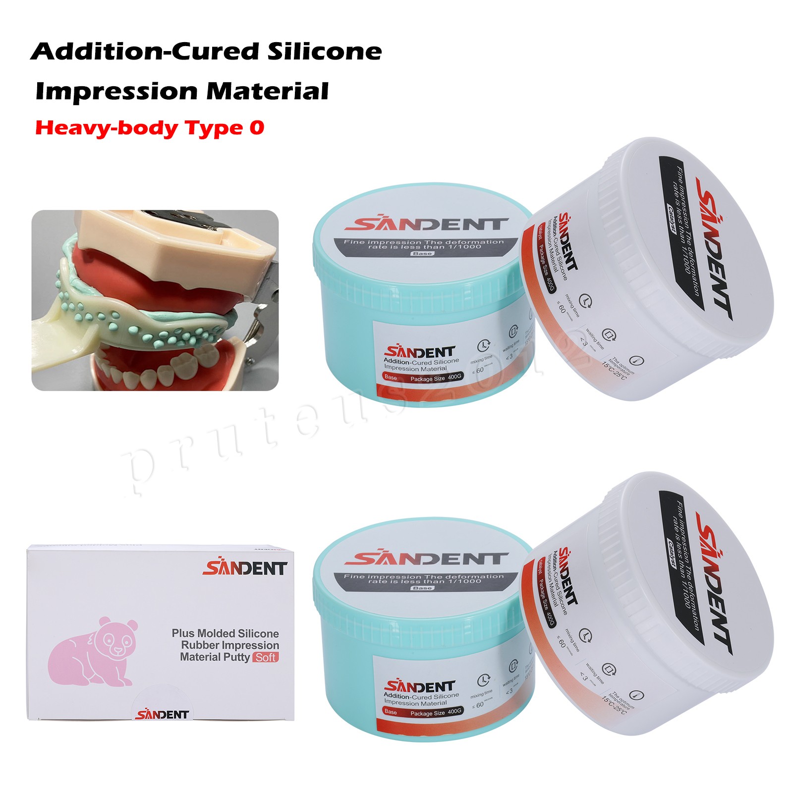 2 Sets Dental Putty PVS VPS Impression Material Base Normal Set 2 x 400g