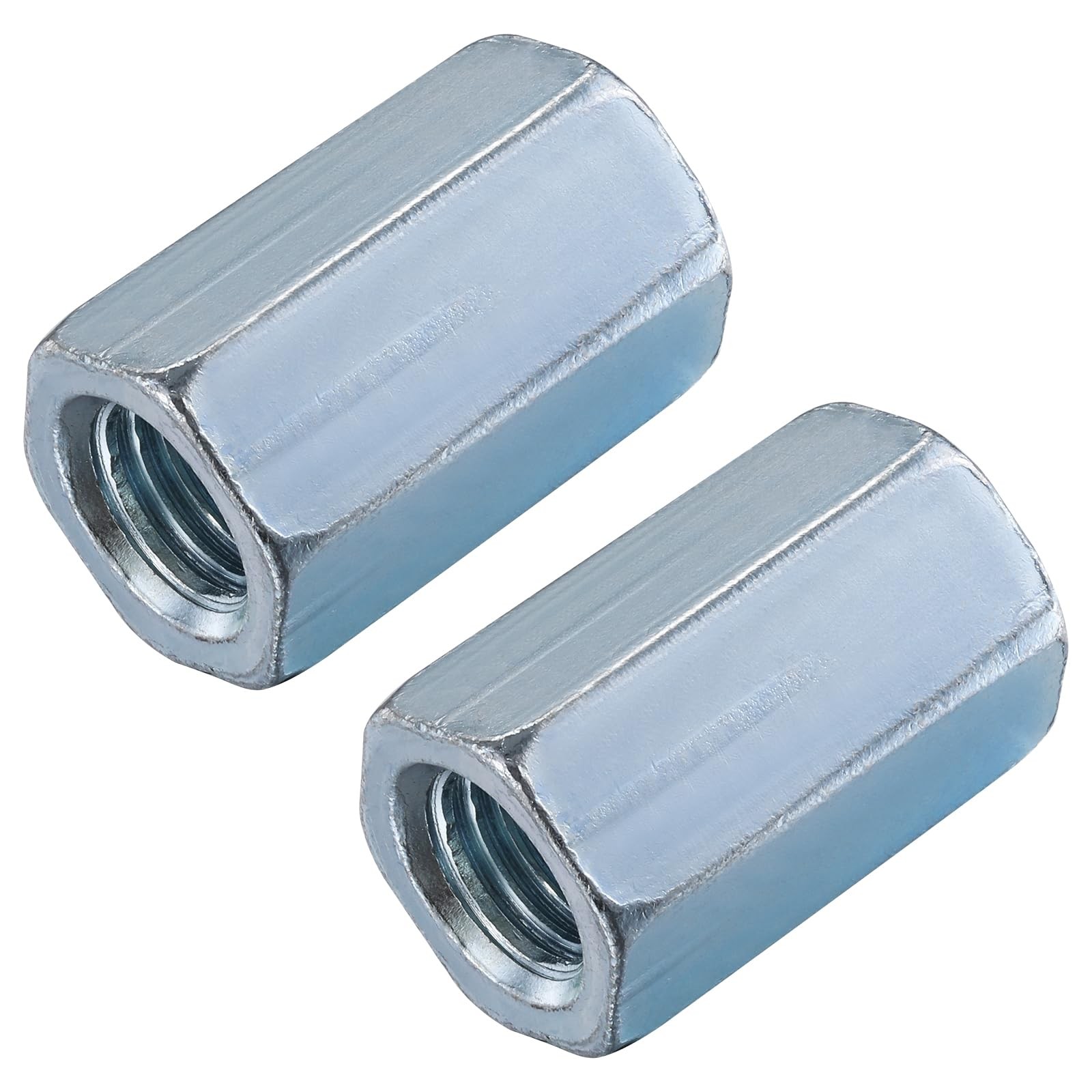 10 PCS 3/410 Coupling Nuts Zinc Extended Hexagon Plated Steel Rod Connect