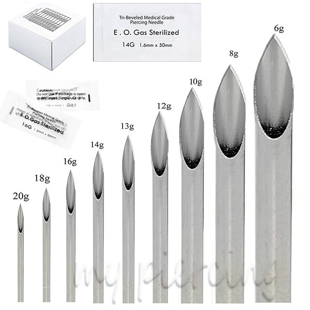 2pcs. Tri-Beveled Medical Grade Sterilized Body Piercing Needles