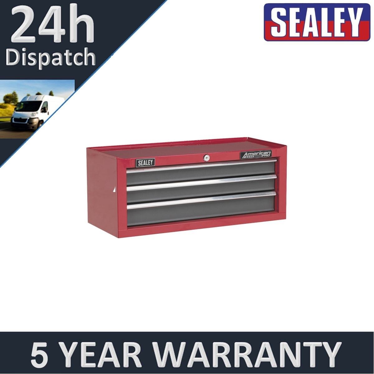 Sealey American PRO� Mid-Box Tool Chest 3 Drawer Red/Grey AP22309BB