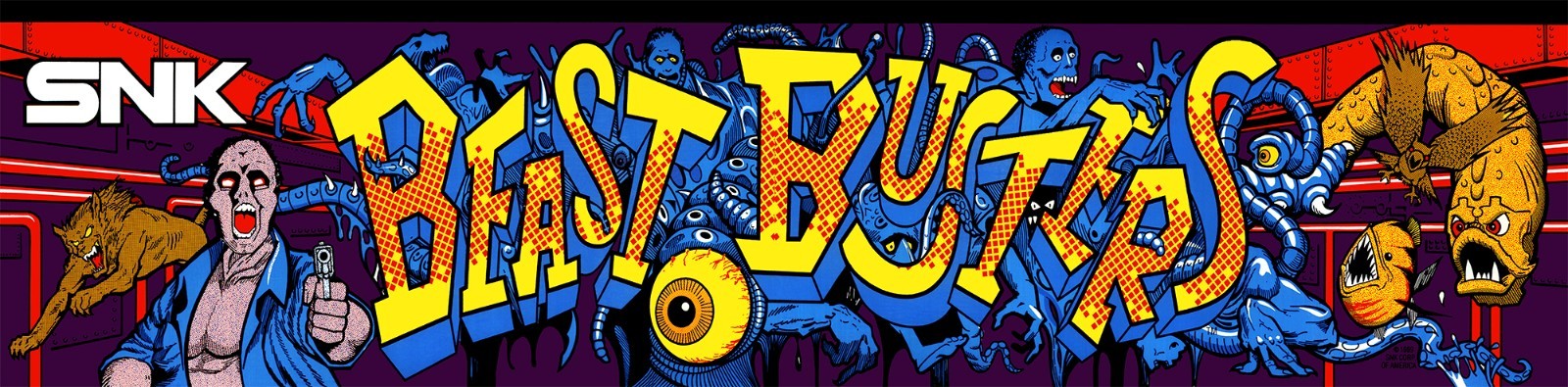 SNK Beast Busters Arcade Marquee Header/Backlit Sign
