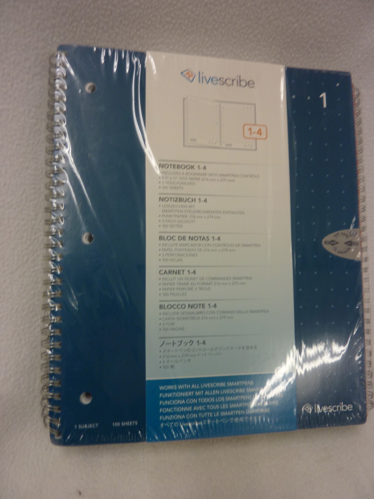 LIVESCRIBE NOTEBOOK 1-4 (SET OF 4 NOTEBOOKS) 100 SHEETS PER NOTEBOOK NEW