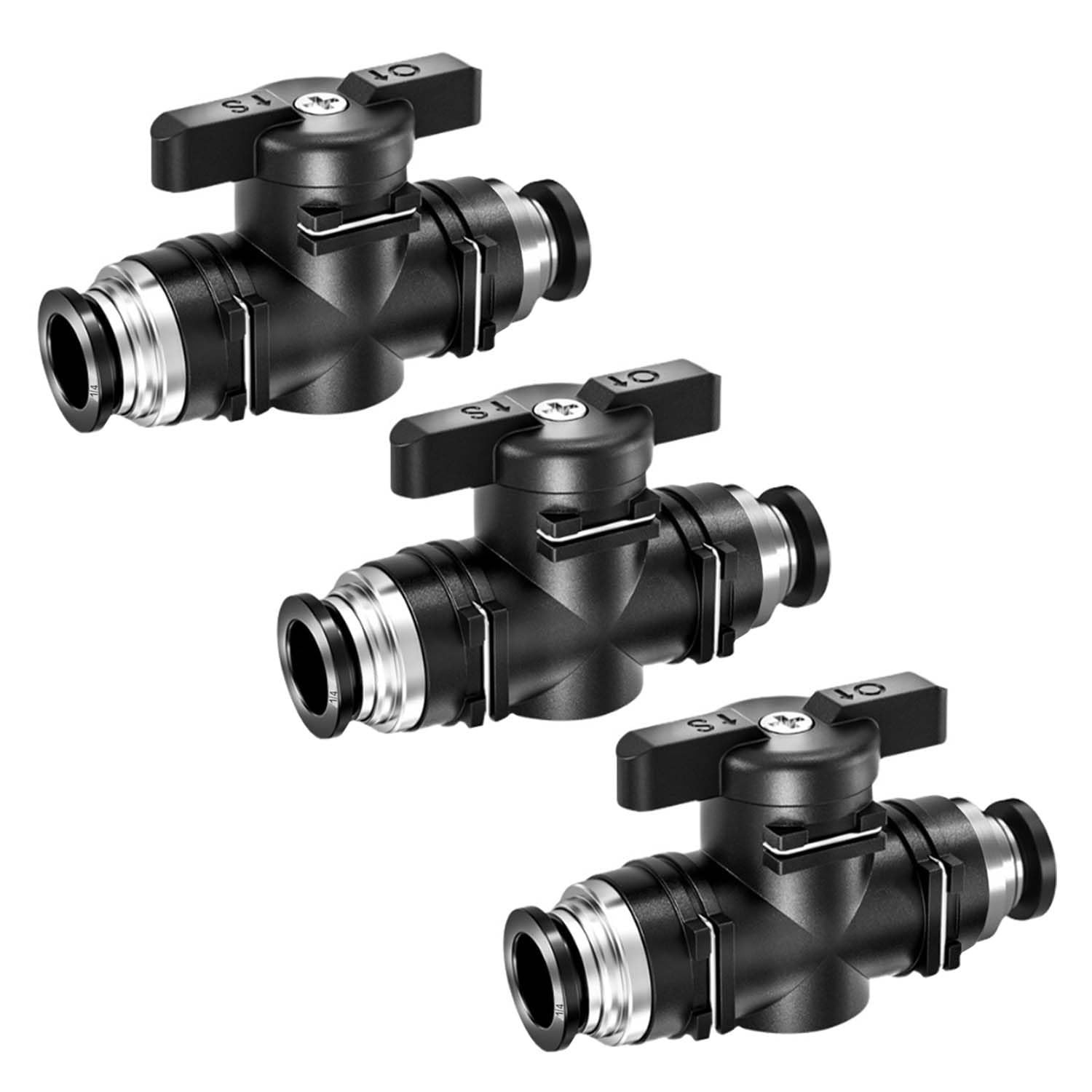 3PCS 1/4" Push to Connect Fittings Air Valve Quick Connect Air Hose Fittings ...