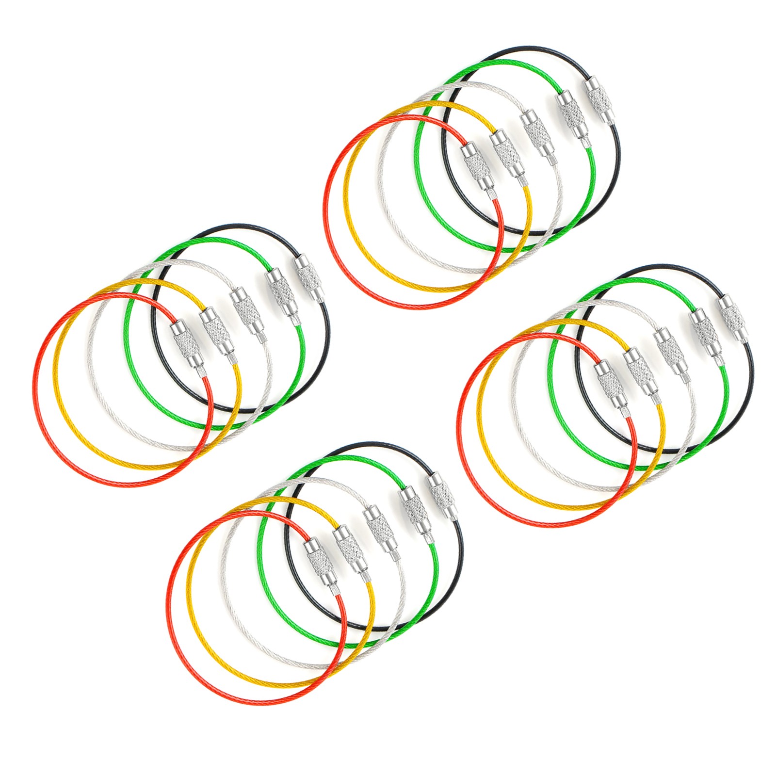 20* 1.5mm Screw Locking Wire Keychain Cable Rope Key Holder Keyring Chain Ring D